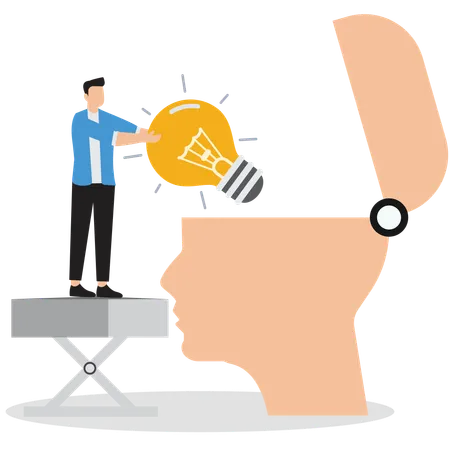 Businessman implementing business idea in head  Illustration