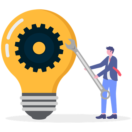 Businessman implements creative ideas  Illustration
