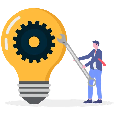 Businessman implements creative ideas  Illustration