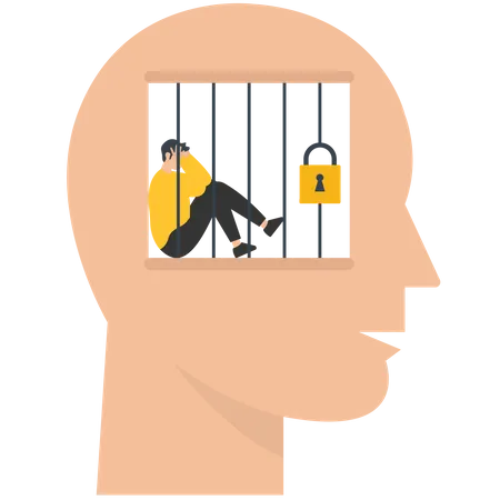 Businessman imprisoned inside his idea  Illustration