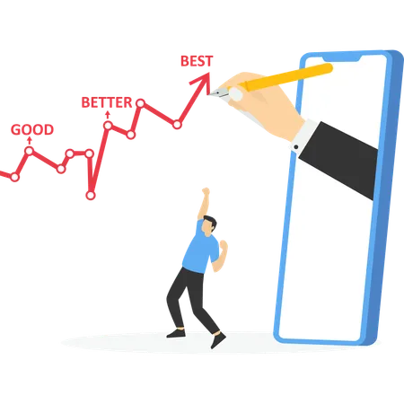 Businessman improves his skill performance  Illustration