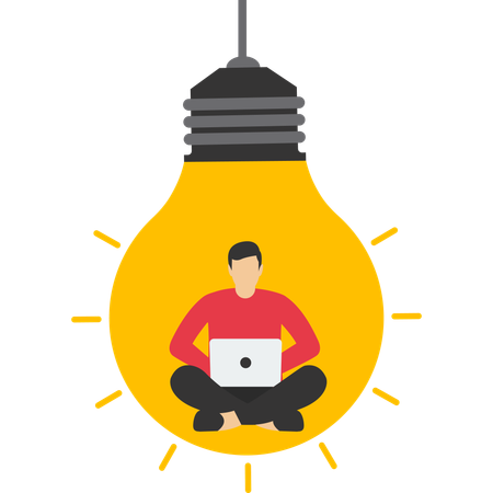 Businessman in a light bulb finds a good idea  Illustration