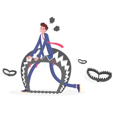 Businessman in bear trap  Illustration