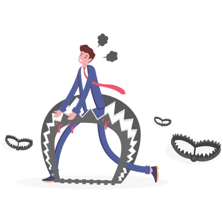 Businessman in bear trap  Illustration