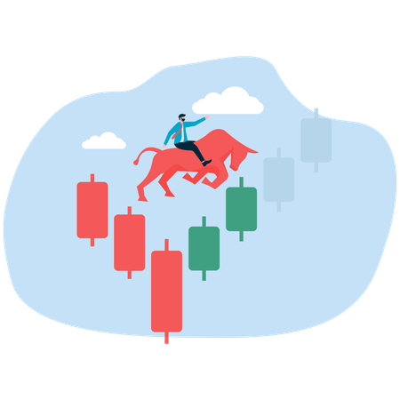 Businessman in bullish market  Illustration