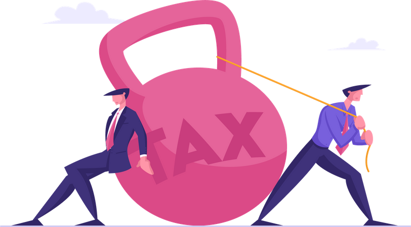 Businessman in burden of tax  Illustration