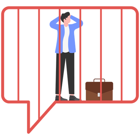 Businessman in business cage  Illustration