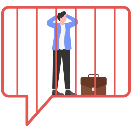 Businessman in business cage  Illustration