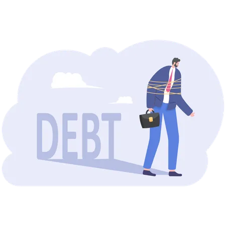 Businessman In Debt Burden Illustration Vector Cartoon Illustration