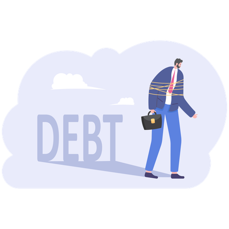 Businessman in debt burden  Illustration