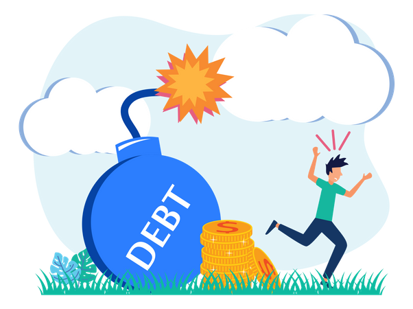 Businessman In Debt  Illustration