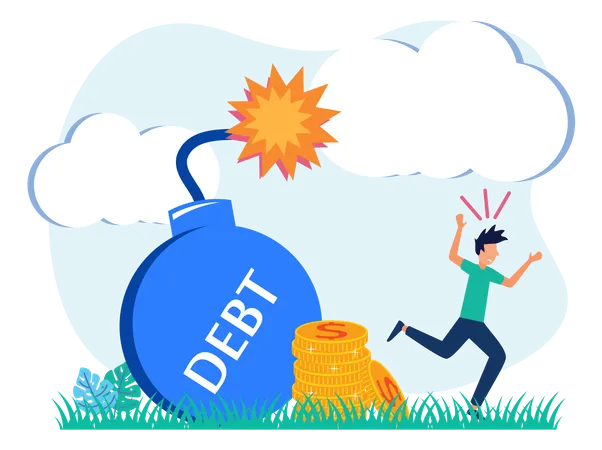 Businessman In Debt  Illustration