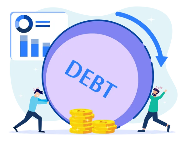 Businessman In Debt  Illustration