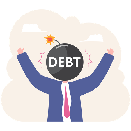 Businessman in debts  Illustration