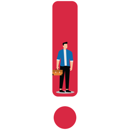 Businessman in exclamation mark  Illustration