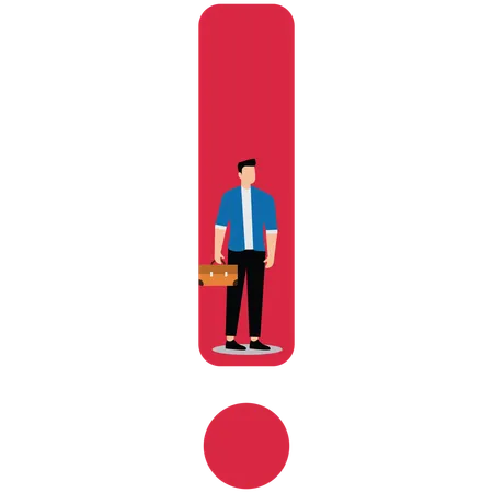 Businessman in exclamation mark  Illustration