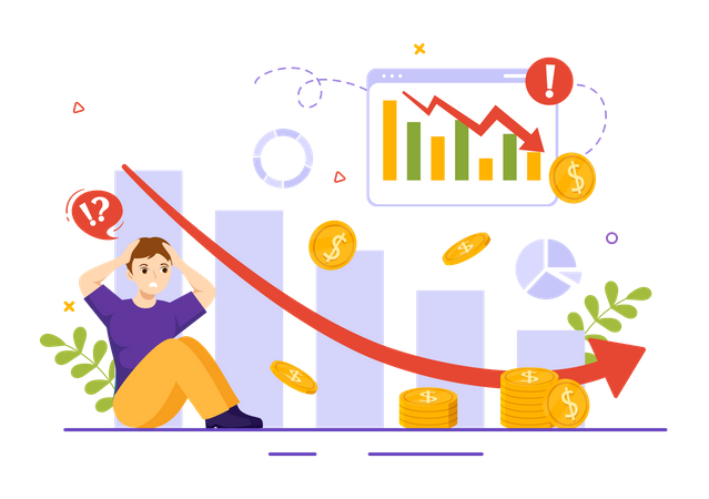 Businessman in financial loss  Illustration