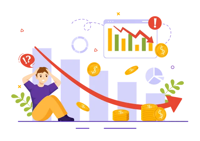 Businessman in financial loss  Illustration