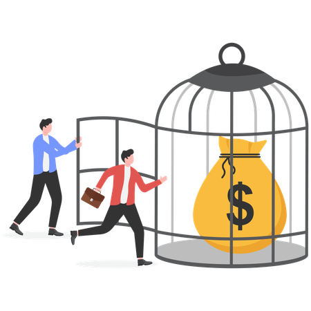 Businessman in financial money trap  Illustration