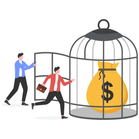 Businessman in financial money trap  Illustration