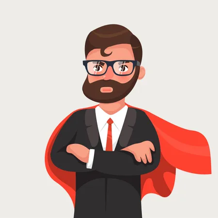 Businessman in glasses a red cloak Illustration