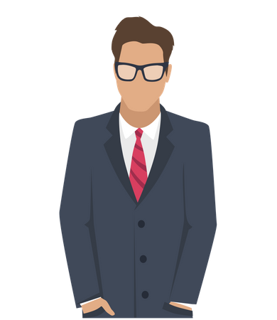 Businessman in glasses with red tie  Illustration