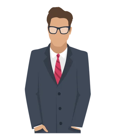 Businessman in glasses with red tie  Illustration