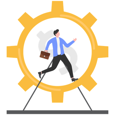 Businessman in Hamster Wheel  Illustration