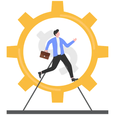 Businessman in Hamster Wheel  Illustration