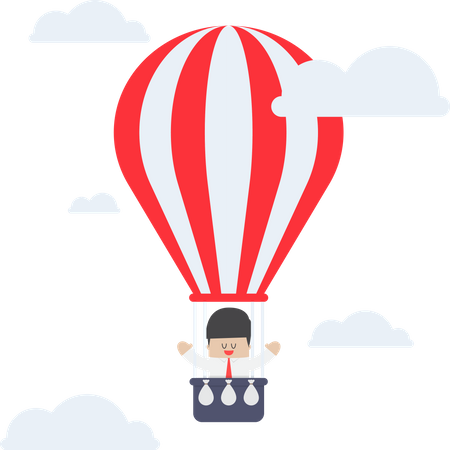 Businessman in hot air balloon Illustration
