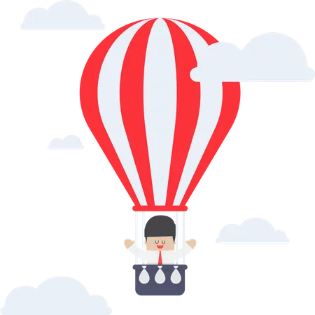 Businessman in hot air balloon  Illustration