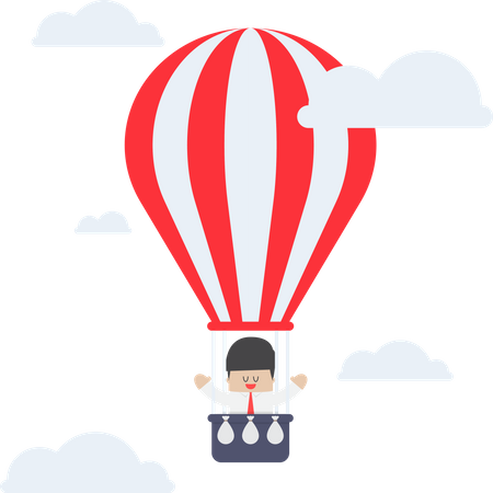 Businessman in hot air balloon  Illustration