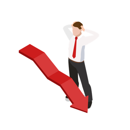 Businessman in huge loss  Illustration