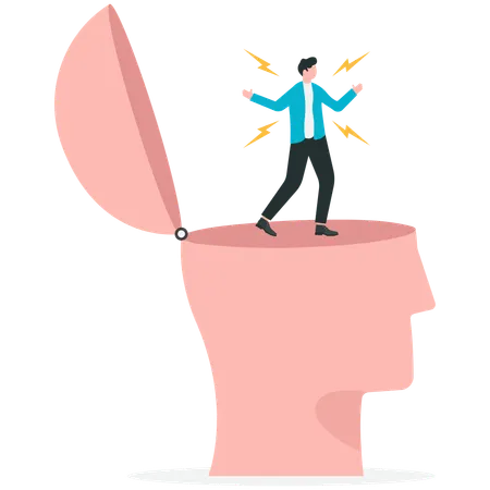 Businessman in human head  Illustration