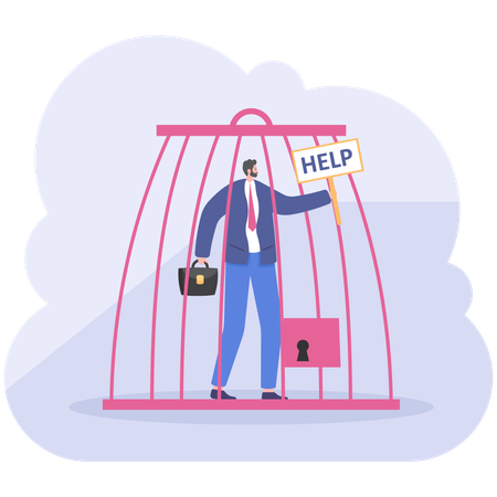 Businessman in jail  Illustration