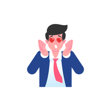 Businessman in love with hearts in his eyes  Illustration