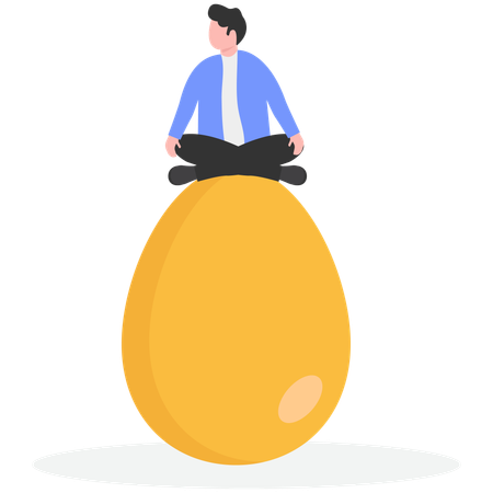 Businessman in meditation through shell  Illustration