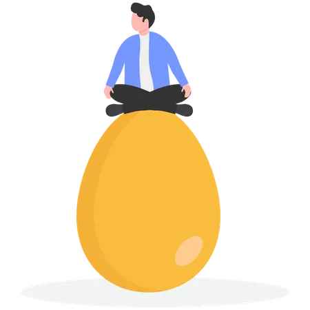 Businessman in meditation through shell  Illustration