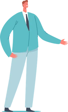 Young Positive Fashioned Business Man Single Male Character Wear Blue Blazer And Trousers Isolated On White Background Attractive Person In Modern Clothes Cartoon People Vector Illustration Illustration