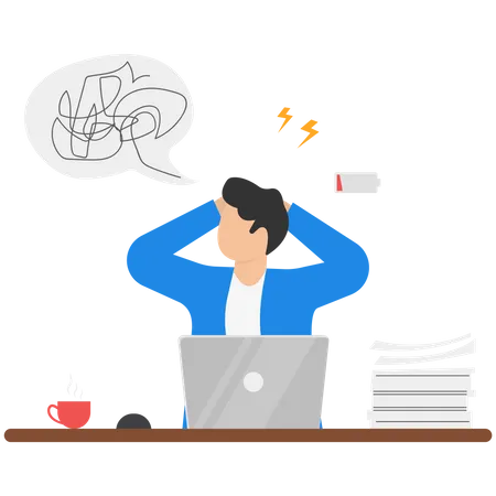 Businessman in psychological stress in office  Illustration