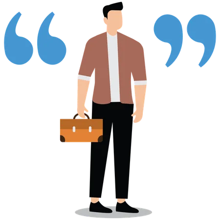 Businessman in quotation marks  Illustration