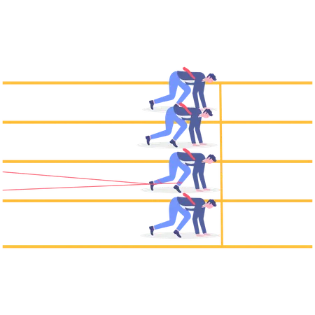 レース競争に参加するビジネスマン  イラスト