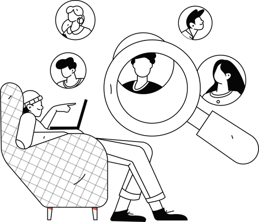 Businessman  in search of employee  Illustration