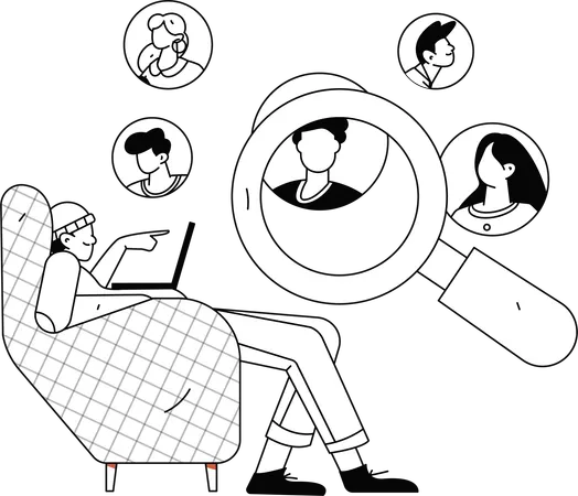 Businessman  in search of employee  Illustration