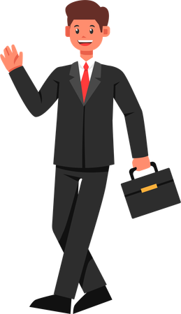 Businessman in Suit and Going Office  Illustration