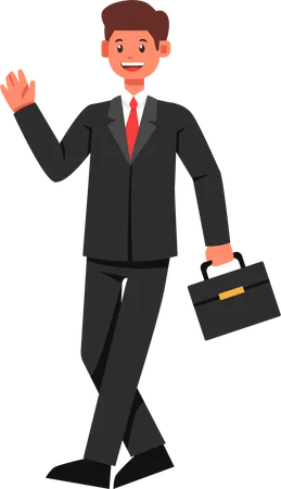 Businessman in Suit and Going Office  Illustration