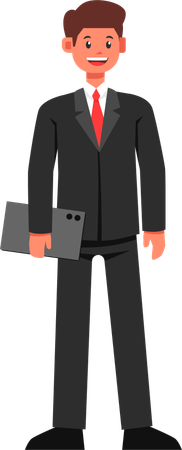 Businessman in Suit and Holding Tablet  Illustration