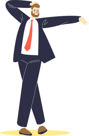 Businessman in suit dancing  Illustration