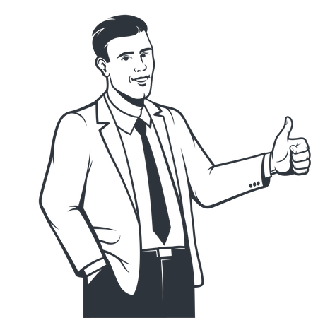 Businessman in suit showing thumbs up  Illustration