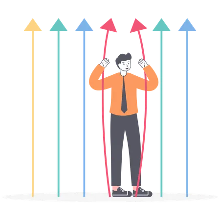 Business And Sanctions A Man In A Suit Stands Behind A Fence In The Form Of Arrows Illustration Illustration